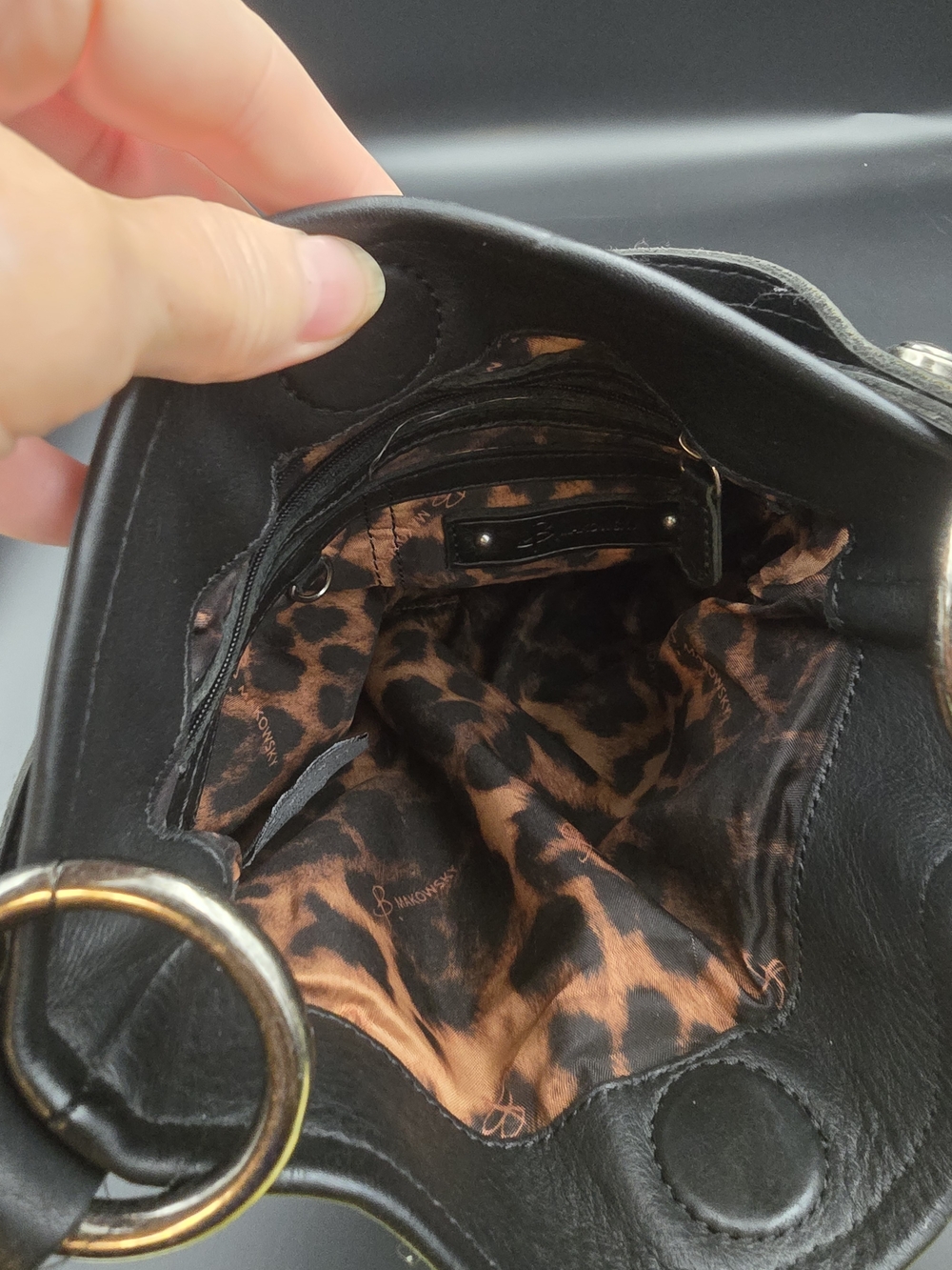 b. makowsky Black Leather Studded Crossbody Bag - Picture 9 of 12